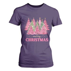 Pink Christmas Tree Farm T Shirt For Women Merry Xmas Ornaments Family Holiday Pajamas TS02 Purple Print Your Wear