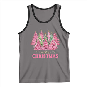 Pink Christmas Tree Farm Tank Top Merry Xmas Ornaments Family Holiday Pajamas TS02 Deep Heather Black Print Your Wear