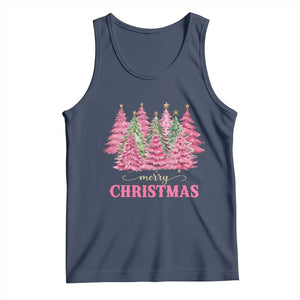 Pink Christmas Tree Farm Tank Top Merry Xmas Ornaments Family Holiday Pajamas TS02 Navy Print Your Wear