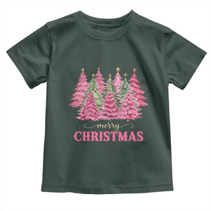 Pink Christmas Tree Farm Toddler T Shirt Merry Xmas Ornaments Family Holiday Pajamas TS02 Dark Forest Green Print Your Wear