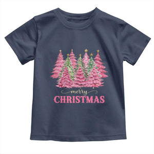 Pink Christmas Tree Farm Toddler T Shirt Merry Xmas Ornaments Family Holiday Pajamas TS02 Navy Print Your Wear