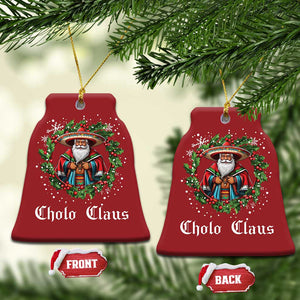 Funny Mexican Santa Christmas Ornament Cholo Claus Christmas in Mexico TS02 Bell Flake Red Print Your Wear