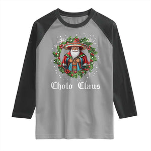 Funny Mexican Santa Raglan Shirt Cholo Claus Christmas in Mexico TS02 Sport Gray Black Print Your Wear