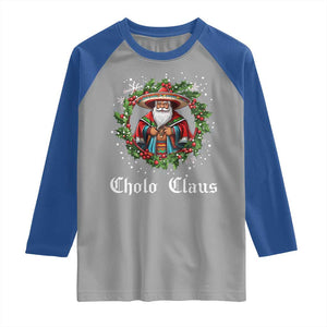 Funny Mexican Santa Raglan Shirt Cholo Claus Christmas in Mexico TS02 Sport Gray Royal Print Your Wear