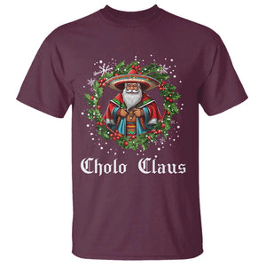 Funny Mexican Santa T Shirt Cholo Claus Christmas in Mexico TS02 Maroon Print Your Wear