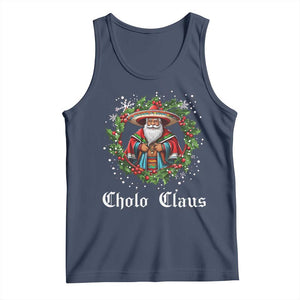 Funny Mexican Santa Tank Top Cholo Claus Christmas in Mexico TS02 Navy Print Your Wear