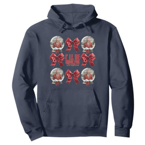 Christmas Trump Coquette Bow Hoodie I'll Be Home For Christmas 2024 Red Bow Snow Ball TS02 Navy Print Your Wear