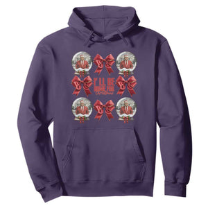 Christmas Trump Coquette Bow Hoodie I'll Be Home For Christmas 2024 Red Bow Snow Ball TS02 Purple Print Your Wear