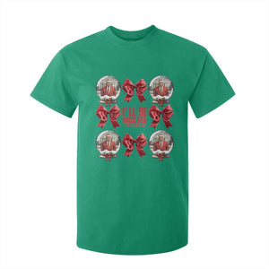 Christmas Trump Coquette Bow T Shirt For Kid I'll Be Home For Christmas 2024 Red Bow Snow Ball TS02 Irish Green Print Your Wear