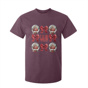 Christmas Trump Coquette Bow T Shirt For Kid I'll Be Home For Christmas 2024 Red Bow Snow Ball TS02 Maroon Print Your Wear