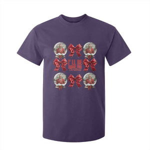 Christmas Trump Coquette Bow T Shirt For Kid I'll Be Home For Christmas 2024 Red Bow Snow Ball TS02 Purple Print Your Wear