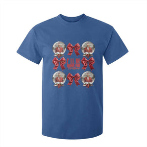 Christmas Trump Coquette Bow T Shirt For Kid I'll Be Home For Christmas 2024 Red Bow Snow Ball TS02 Royal Blue Print Your Wear