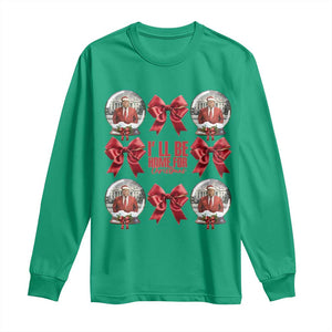 Christmas Trump Coquette Bow Long Sleeve Shirt I'll Be Home For Christmas 2024 Red Bow Snow Ball TS02 Irish Green Print Your Wear