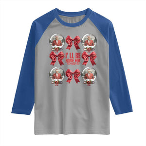 Christmas Trump Coquette Bow Raglan Shirt I'll Be Home For Christmas 2024 Red Bow Snow Ball TS02 Sport Gray Royal Print Your Wear