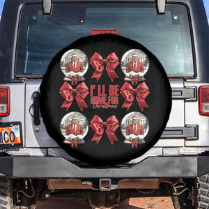 Christmas Trump Coquette Bow Spare Tire Cover I'll Be Home For Christmas 2024 Red Bow Snow Ball TS02 No hole Black Print Your Wear