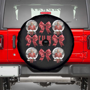 Christmas Trump Coquette Bow Spare Tire Cover I'll Be Home For Christmas 2024 Red Bow Snow Ball TS02 Black Print Your Wear