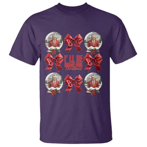 Christmas Trump Coquette Bow T Shirt I'll Be Home For Christmas 2024 Red Bow Snow Ball TS02 Purple Print Your Wear