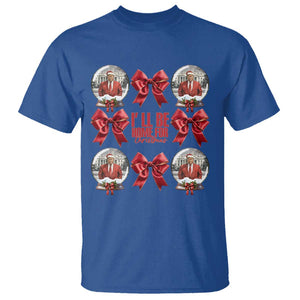 Christmas Trump Coquette Bow T Shirt I'll Be Home For Christmas 2024 Red Bow Snow Ball TS02 Royal Blue Print Your Wear