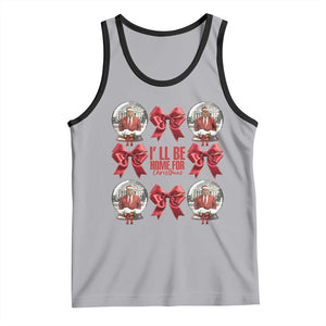 Christmas Trump Coquette Bow Tank Top I'll Be Home For Christmas 2024 Red Bow Snow Ball TS02 Athletic Heather Black Print Your Wear