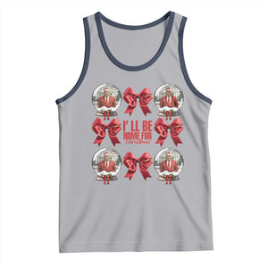 Christmas Trump Coquette Bow Tank Top I'll Be Home For Christmas 2024 Red Bow Snow Ball TS02 Athletic Heather Navy Print Your Wear