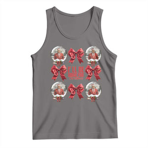 Christmas Trump Coquette Bow Tank Top I'll Be Home For Christmas 2024 Red Bow Snow Ball TS02 Deep Heather Print Your Wear