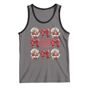 Christmas Trump Coquette Bow Tank Top I'll Be Home For Christmas 2024 Red Bow Snow Ball TS02 Deep Heather Black Print Your Wear