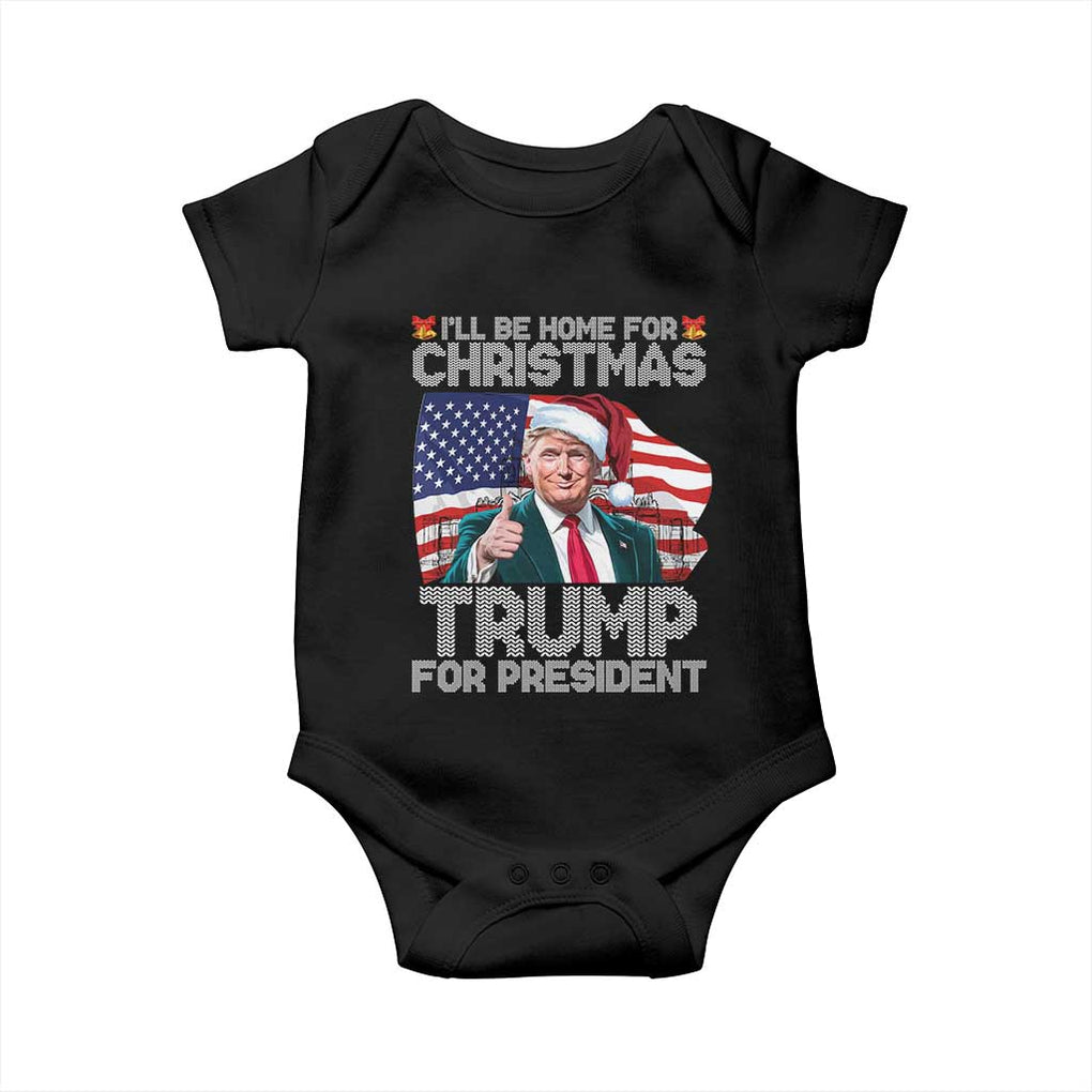 Christmas Trump Baby Onesie Ill Be Home For Xmas American Flag TS02 Black Print Your Wear