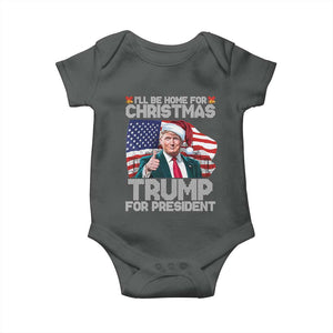 Christmas Trump Baby Onesie Ill Be Home For Xmas American Flag TS02 Dark Heather Print Your Wear