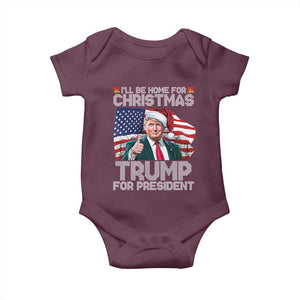 Christmas Trump Baby Onesie Ill Be Home For Xmas American Flag TS02 Maroon Print Your Wear