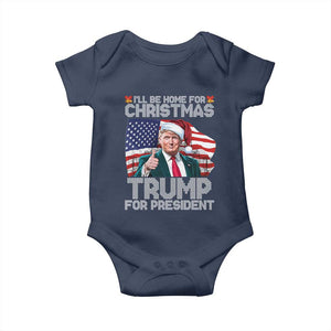 Christmas Trump Baby Onesie Ill Be Home For Xmas American Flag TS02 Navy Print Your Wear