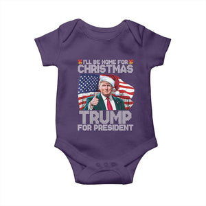 Christmas Trump Baby Onesie Ill Be Home For Xmas American Flag TS02 Purple Print Your Wear