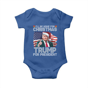 Christmas Trump Baby Onesie Ill Be Home For Xmas American Flag TS02 Royal Blue Print Your Wear