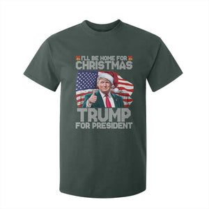 Christmas Trump T Shirt For Kid Ill Be Home For Xmas American Flag TS02 Dark Forest Green Print Your Wear