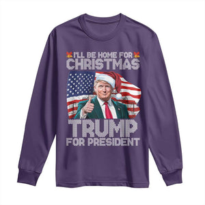 Christmas Trump Long Sleeve Shirt Ill Be Home For Xmas American Flag TS02 Purple Print Your Wear