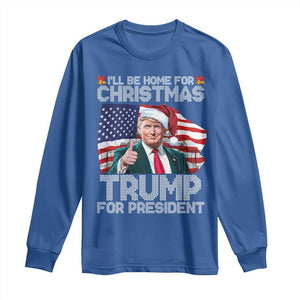 Christmas Trump Long Sleeve Shirt Ill Be Home For Xmas American Flag TS02 Royal Blue Print Your Wear