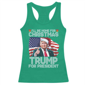 Christmas Trump Racerback Tank Top Ill Be Home For Xmas American Flag TS02 Irish Green Print Your Wear