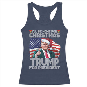 Christmas Trump Racerback Tank Top Ill Be Home For Xmas American Flag TS02 Navy Print Your Wear