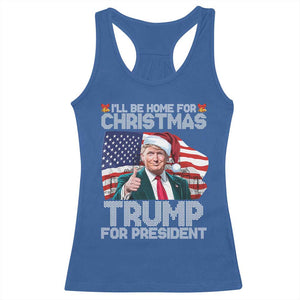 Christmas Trump Racerback Tank Top Ill Be Home For Xmas American Flag TS02 Royal Blue Print Your Wear