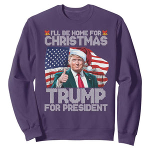 Christmas Trump Sweatshirt Ill Be Home For Xmas American Flag TS02 Purple Print Your Wear