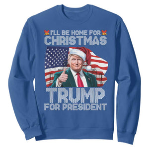 Christmas Trump Sweatshirt Ill Be Home For Xmas American Flag TS02 Royal Blue Print Your Wear