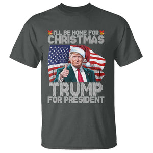 Christmas Trump T Shirt Ill Be Home For Xmas American Flag TS02 Dark Heather Print Your Wear