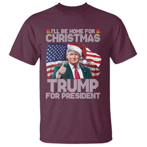 Christmas Trump T Shirt Ill Be Home For Xmas American Flag TS02 Maroon Print Your Wear