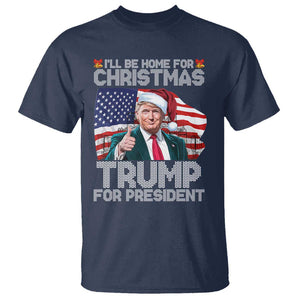 Christmas Trump T Shirt Ill Be Home For Xmas American Flag TS02 Navy Print Your Wear