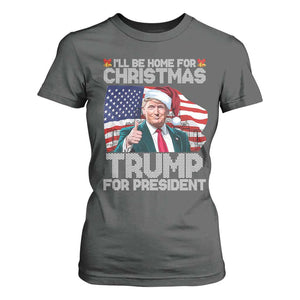 Christmas Trump T Shirt For Women Ill Be Home For Xmas American Flag TS02 Dark Heather Print Your Wear