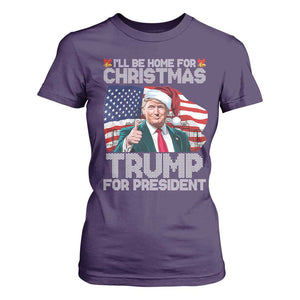 Christmas Trump T Shirt For Women Ill Be Home For Xmas American Flag TS02 Purple Print Your Wear