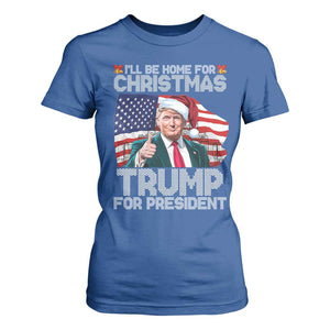 Christmas Trump T Shirt For Women Ill Be Home For Xmas American Flag TS02 Royal Blue Print Your Wear