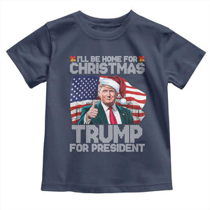 Christmas Trump Toddler T Shirt Ill Be Home For Xmas American Flag TS02 Navy Print Your Wear