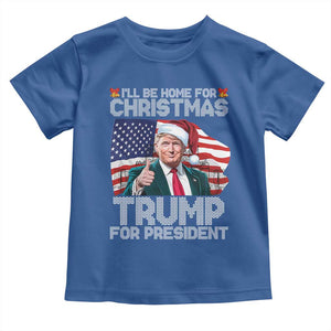 Christmas Trump Toddler T Shirt Ill Be Home For Xmas American Flag TS02 Royal Blue Print Your Wear