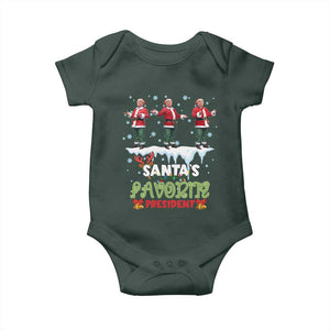 Christmas Trump Baby Onesie Santa's Favorite President Funny Dancing TS02 Dark Forest Green Print Your Wear