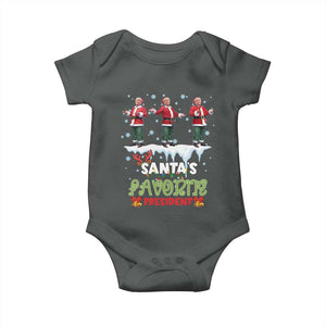 Christmas Trump Baby Onesie Santa's Favorite President Funny Dancing TS02 Dark Heather Print Your Wear